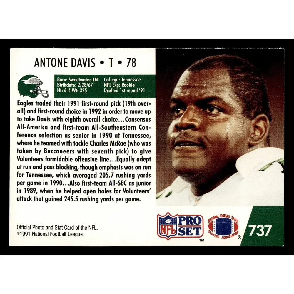 Vintage 1991 Pro Set #737 Antone Davis Football Card